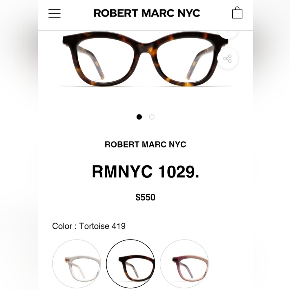 Robert Marc NYC optical glasses NWOT  RMNYC 1029